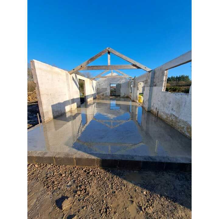 Raft foundation poured inside barn conversion, Ashill, Somerset