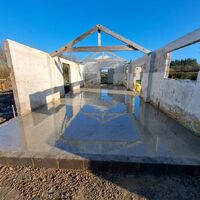 Raft foundation poured inside barn conversion, Ashill, Somerset