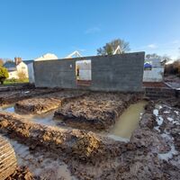 Footings excavated in wet ground at barn conversion, Ashill, Somerset