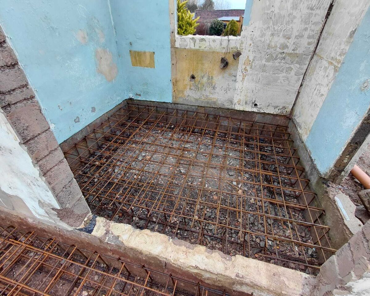 Reinforcement steel fixed for raft foundation, Ashill, Somerset