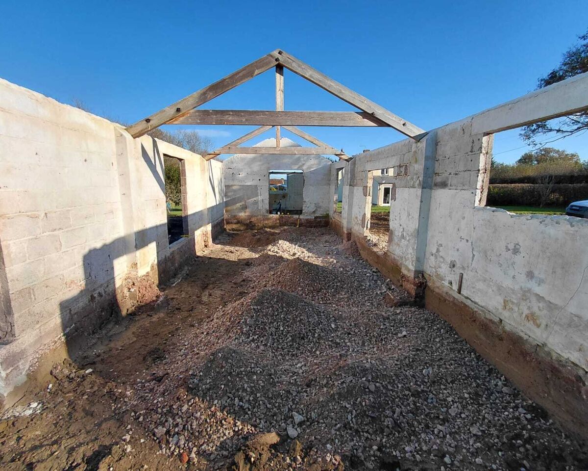 Barn floor prepared for raft foundation, Ashill, Somerset